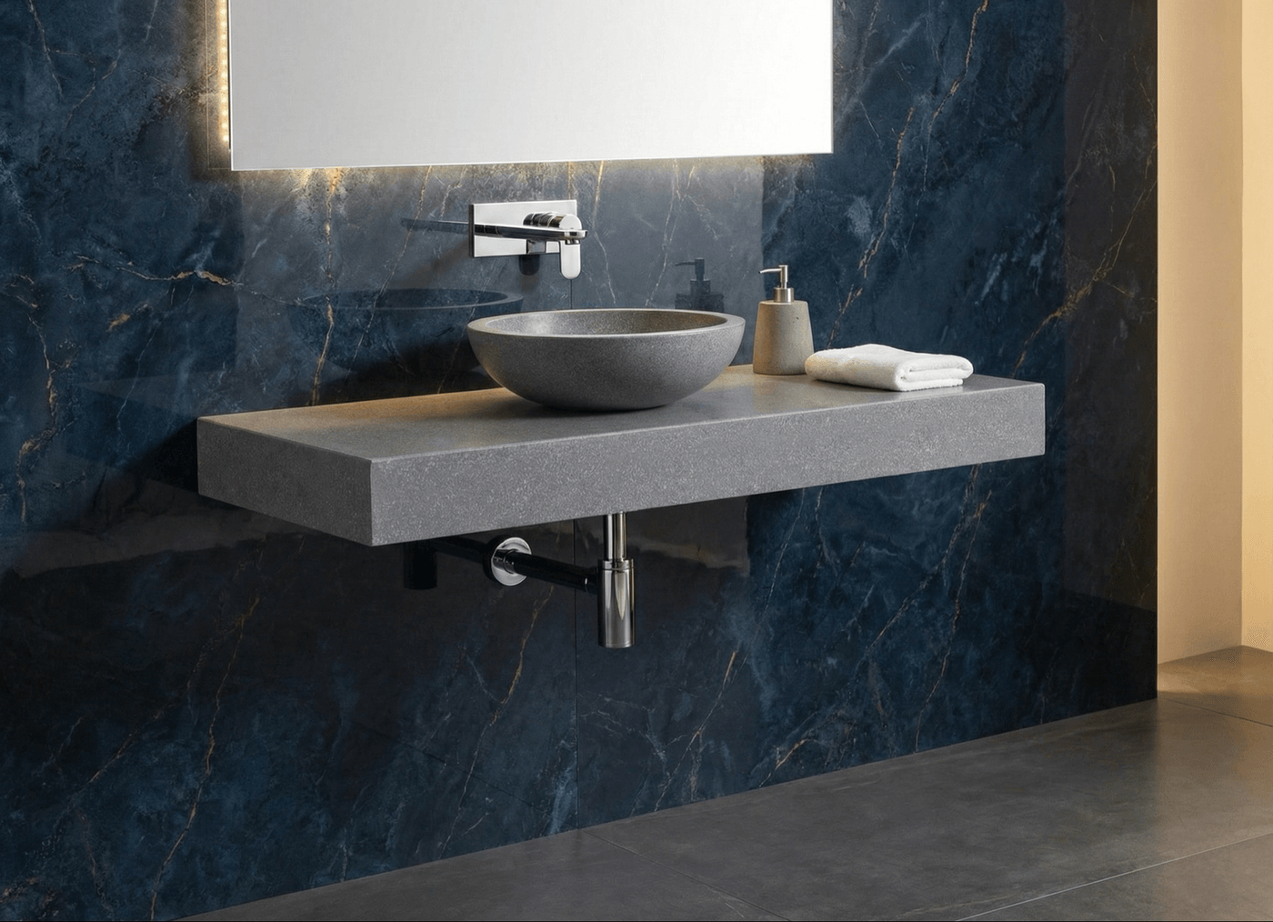 Bluestone vanity top in mineral material